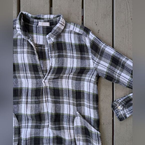 CP Shades Green Plaid Teton Tunic size Medium 100% Cotton, Rustic,‎ Casual - Picture 2 of 8